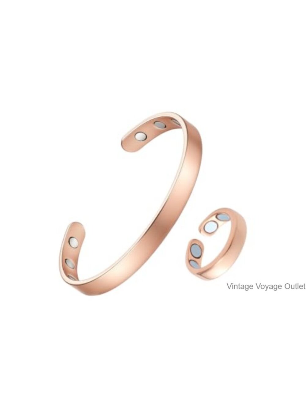 Stainless Steel Cuff Bracelet Ring Set Adjustable Open Bangle Stackable Comfort